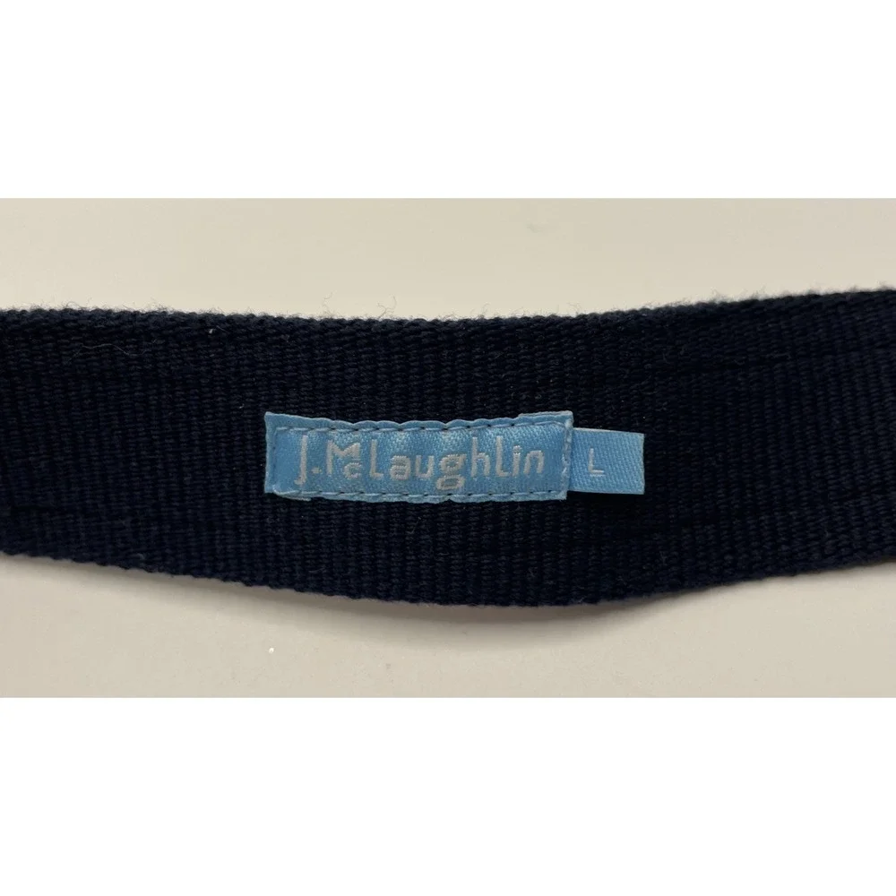 J. McLaughlin Red Blue Canvas Embroidered Skull And Crossbones Belt Women's L